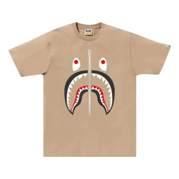 Noxx Чоловіча футболка з принтом A Bathing Ape Shark , Бежевий