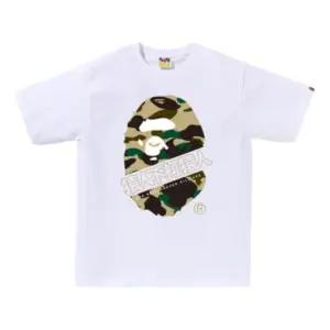 Noxx Чоловіча футболка з принтом A Bathing Ape 1st Camo Kanji, Білий Noxx Чоловіча футболка з принтом A Bathing Ape 1st Camo Kanji, Білий