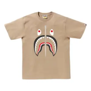 Noxx Чоловіча футболка з принтом A Bathing Ape Shark , Бежевий Noxx Чоловіча футболка з принтом A Bathing Ape Shark , Бежевий