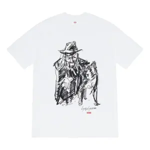 Noxx Чоловіча футболка з принтом Supreme Week 4 x Yohji Yamamoto, Білий Noxx Чоловіча футболка з принтом Supreme Week 4 x Yohji Yamamoto, Білий
