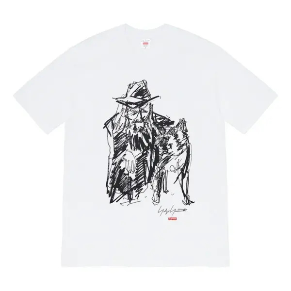 Noxx Чоловіча футболка з принтом Supreme Week 4 x Yohji Yamamoto, Білий Noxx Чоловіча футболка з принтом Supreme Week 4 x Yohji Yamamoto, Білий