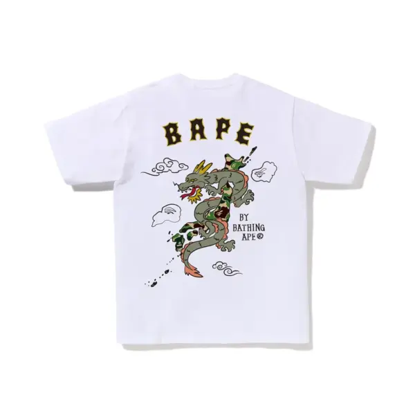 Noxx Чоловіча футболка з принтом A Bathing Ape Souvenir Graphic, Білий Noxx Чоловіча футболка з принтом A Bathing Ape Souvenir Graphic, Білий