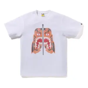 Noxx Чоловіча футболка з принтом A Bathing Ape Embroidery Style Tiger, Білий Noxx Чоловіча футболка з принтом A Bathing Ape Embroidery Style Tiger, Білий