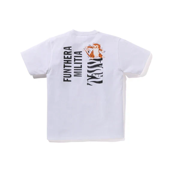 Noxx Чоловіча футболка з принтом A Bathing Ape Embroidery Style Tiger, Білий Noxx Чоловіча футболка з принтом A Bathing Ape Embroidery Style Tiger, Білий