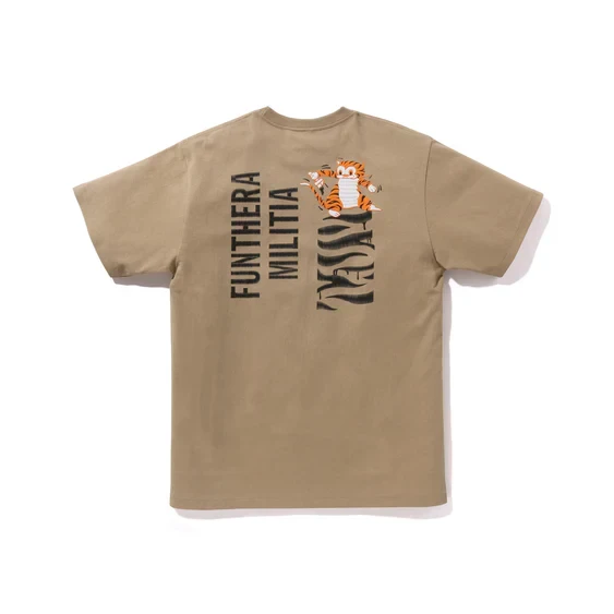 Noxx Чоловіча футболка з принтом A Bathing Ape Embroidery Style Tiger, Бежевий Noxx Чоловіча футболка з принтом A Bathing Ape Embroidery Style Tiger, Бежевий