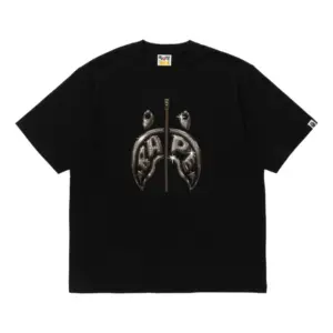 Noxx Чоловіча футболка з принтом A Bathing Ape Mad Shark Photo Print Relaxe, Чорний Noxx Чоловіча футболка з принтом A Bathing Ape Mad Shark Photo Print Relaxe, Чорний
