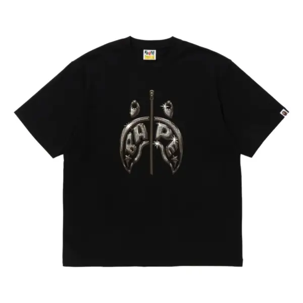 Noxx Чоловіча футболка з принтом A Bathing Ape Mad Shark Photo Print Relaxe, Чорний Noxx Чоловіча футболка з принтом A Bathing Ape Mad Shark Photo Print Relaxe, Чорний
