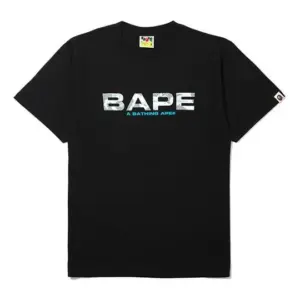 Noxx Чоловіча футболка з принтом Men's BAPE Ape Head Metallic Alphabet Short, Чорний Noxx Чоловіча футболка з принтом Men's BAPE Ape Head Metallic Alphabet Short, Чорний