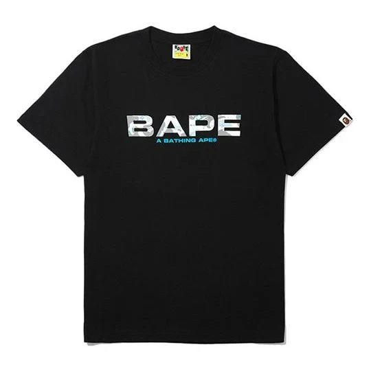 Noxx Чоловіча футболка з принтом Men's BAPE Ape Head Metallic Alphabet Short, Чорний Noxx Чоловіча футболка з принтом Men's BAPE Ape Head Metallic Alphabet Short, Чорний