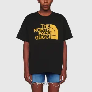 Noxx Чоловіча футболка з принтом Gucci x THE NORTH FACE, Чорний Noxx Чоловіча футболка з принтом Gucci x THE NORTH FACE, Чорний