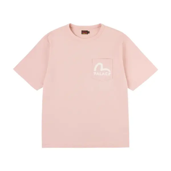 Noxx Чоловіча футболка з принтом Palace x EVISU Heavy, Рожевий Noxx Чоловіча футболка з принтом Palace x EVISU Heavy, Рожевий