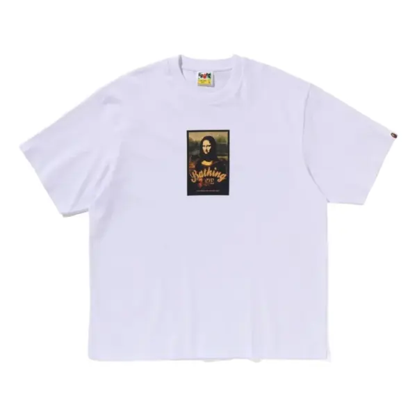 Noxx Чоловіча футболка з принтом A Bathing Ape-Art Mona Lisa, Білий