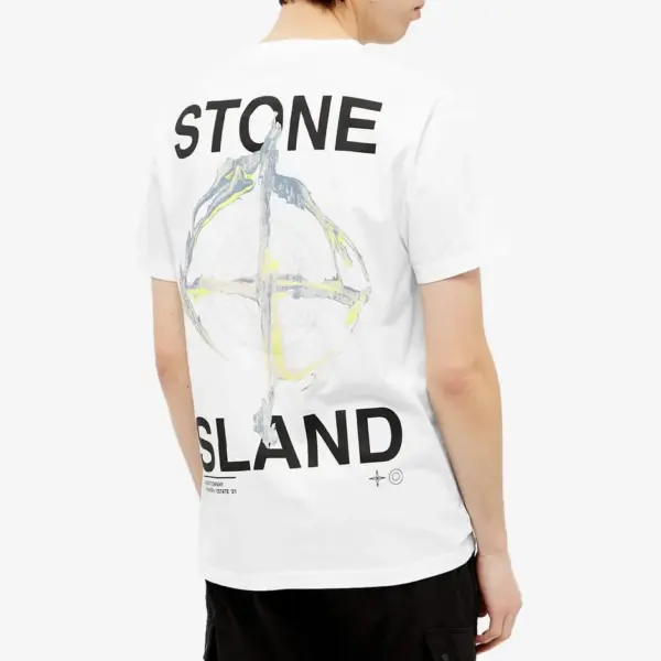 Noxx Чоловіча футболка з принтом STONE ISLAND Marble Three, Білий Noxx Чоловіча футболка з принтом STONE ISLAND Marble Three, Білий