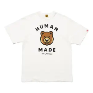 Noxx Чоловіча футболка з принтом HUMAN MADE x One By Penfolds Bear, Білий Noxx Чоловіча футболка з принтом HUMAN MADE x One By Penfolds Bear, Білий