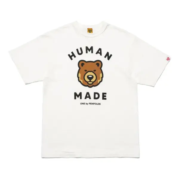 Noxx Чоловіча футболка з принтом HUMAN MADE x One By Penfolds Bear, Білий