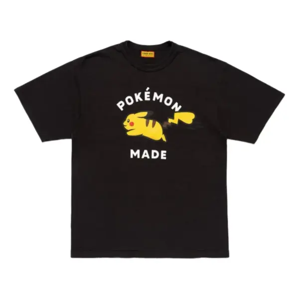 Noxx Чоловіча футболка з принтом HUMAN MADE x Pokemon Made Pikachu, Чорний Noxx Чоловіча футболка з принтом HUMAN MADE x Pokemon Made Pikachu, Чорний
