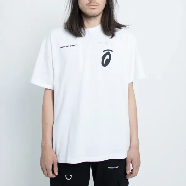 Noxx Чоловіча футболка з принтом Off-White, Білий Noxx Чоловіча футболка з принтом Off-White, Білий