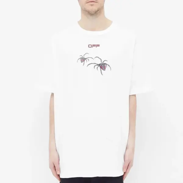 Noxx Чоловіча футболка з принтом Off-White Павук, Білий Noxx Чоловіча футболка з принтом Off-White Павук, Білий