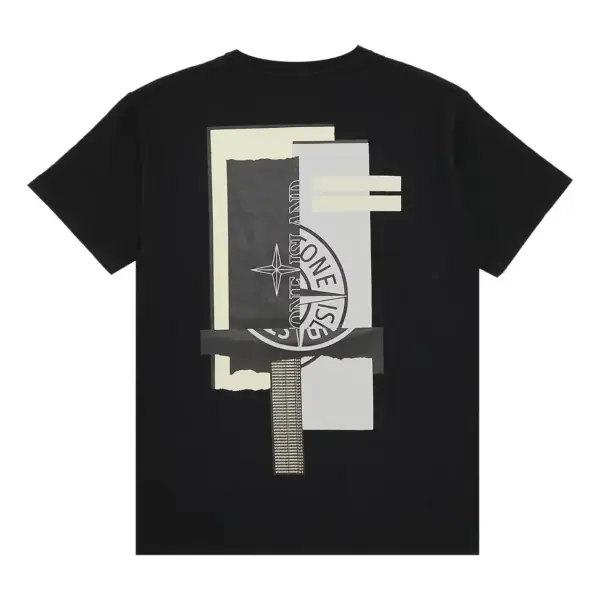 Noxx Чоловіча футболка з принтом STONE ISLAND, Чорний Noxx Чоловіча футболка з принтом STONE ISLAND, Чорний