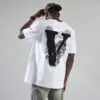 Noxx Чоловіча футболка з принтом VLONE-Smoke Demon Angel, Білий Noxx Чоловіча футболка з принтом VLONE-Smoke Demon Angel, Білий
