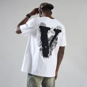 Noxx Чоловіча футболка з принтом VLONE-Smoke Demon Angel, Білий Noxx Чоловіча футболка з принтом VLONE-Smoke Demon Angel, Білий
