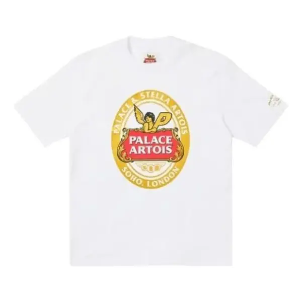 Noxx Чоловіча футболка з принтом Palace x Stella Artois, Білий Noxx Чоловіча футболка з принтом Palace x Stella Artois, Білий