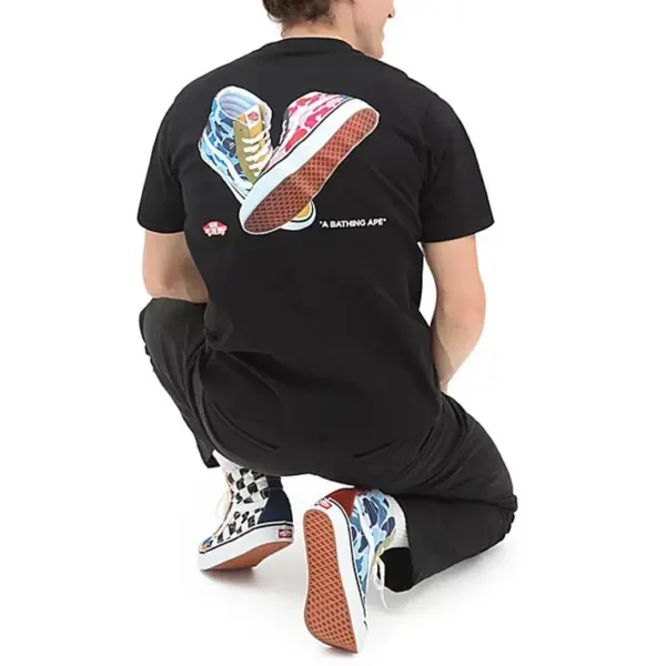 Noxx Чоловіча футболка з принтом Vans x BAPE Sk8-Hi , Чорний