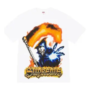 Noxx Чоловіча футболка з принтом Supreme SS26 Grim Reaper, Білий Noxx Чоловіча футболка з принтом Supreme SS26 Grim Reaper, Білий