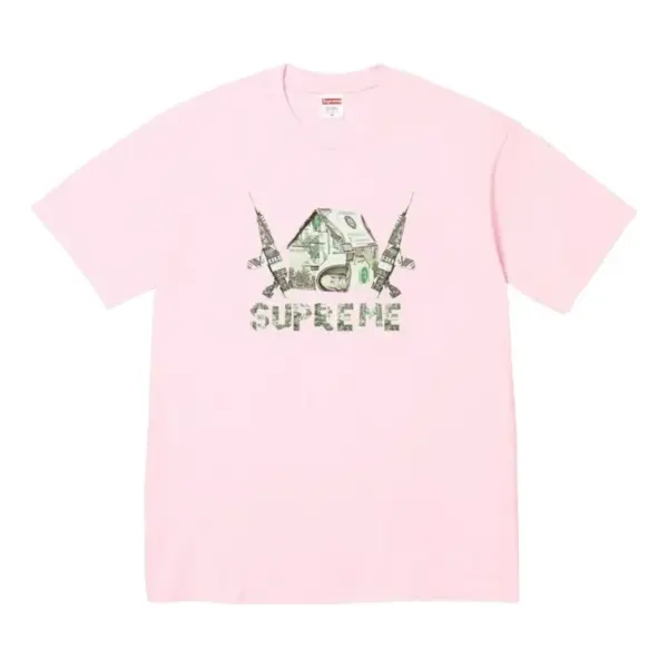 Noxx Чоловіча футболка з принтом Supreme, Рожевий Noxx Чоловіча футболка з принтом Supreme, Рожевий