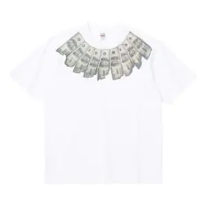 Noxx Чоловіча футболка з принтом Supreme x MM6 Maison Margiela Money, Білий Noxx Чоловіча футболка з принтом Supreme x MM6 Maison Margiela Money, Білий