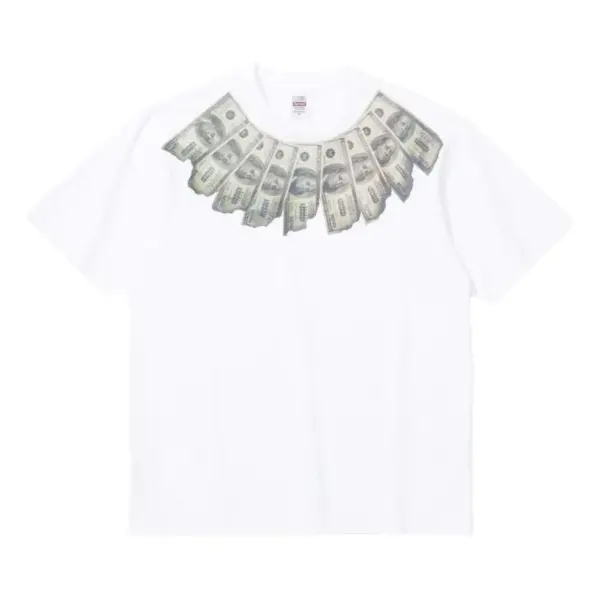 Noxx Чоловіча футболка з принтом Supreme x MM6 Maison Margiela Money, Білий Noxx Чоловіча футболка з принтом Supreme x MM6 Maison Margiela Money, Білий
