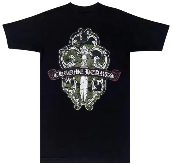 Noxx Чоловіча футболка з принтом Chrome Hearts , Чорний Noxx Чоловіча футболка з принтом Chrome Hearts , Чорний