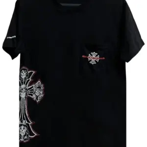 Noxx Чоловіча футболка з принтом Chrome Hearts , Чорний Noxx Чоловіча футболка з принтом Chrome Hearts , Чорний