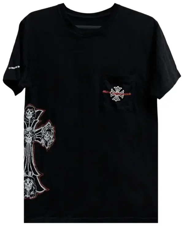 Noxx Чоловіча футболка з принтом Chrome Hearts , Чорний Noxx Чоловіча футболка з принтом Chrome Hearts , Чорний