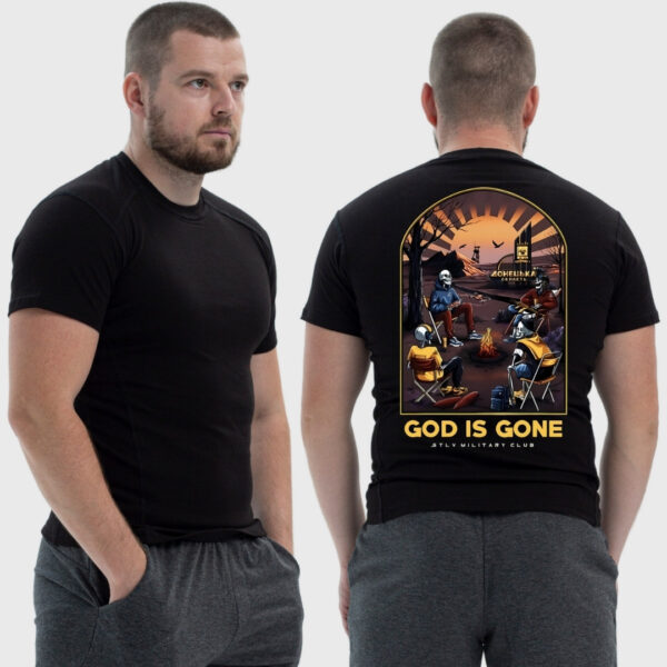 Мужская тактическая футболка Noxx в стиле милитари Sunset Goons Бог пошел скелеты у костра, Черный