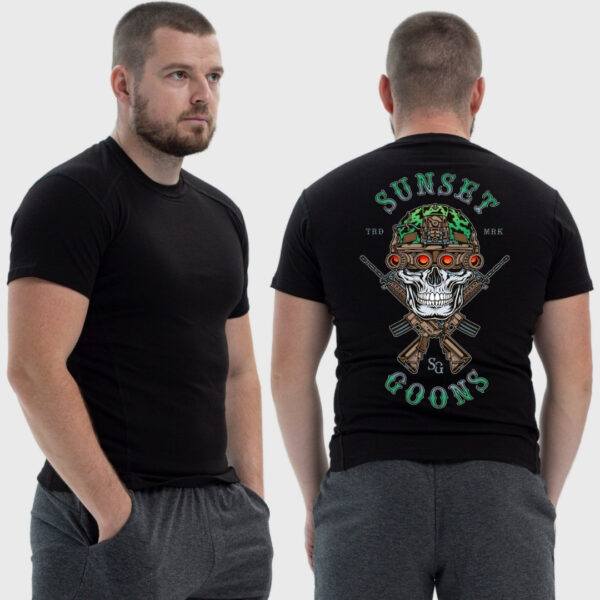 Мужская тактическая футболка Noxx в стиле милитари Sunset Goons зеленый череп тепловизор, Черный