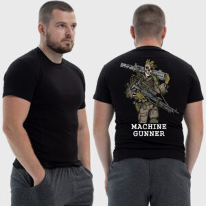 Мужская тактическая футболка Noxx в стиле милитари Machine gunner минометчик скелет с минометом, Черный Мужская тактическая футболка Noxx в стиле милитари Machine gunner минометчик скелет с минометом, Черный