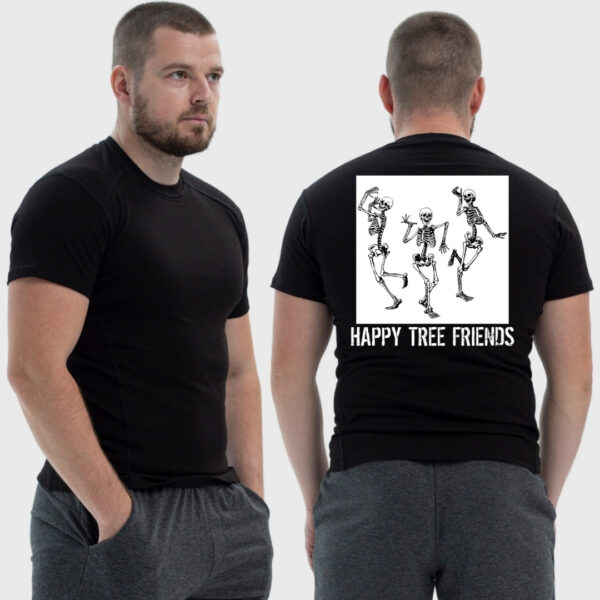 Мужская тактическая футболка Noxx в стиле милитари Happy tree friends три скелета танцуют, Черный