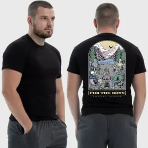Мужская тактическая футболка Noxx в стиле милитари Sunset Goons for the boys для парней скелеты у костра, Черный