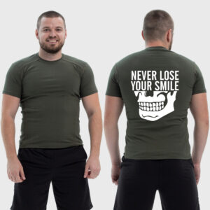 Мужская тактическая футболка Noxx в стиле милитари Never lose your smile не теряй улыбку, Хаки