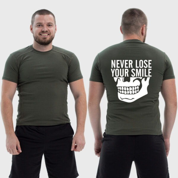 Мужская тактическая футболка Noxx в стиле милитари Never lose your smile не теряй улыбку, Хаки Мужская тактическая футболка Noxx в стиле милитари Never lose your smile не теряй улыбку, Хаки