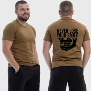 Мужская тактическая футболка Noxx в стиле милитари Never lose your smile не теряй улыбку, Койот