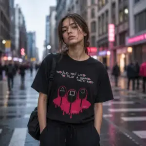 Noxx Футболка с принтом "Would you lika to play a game with me?" Игра в кальмара