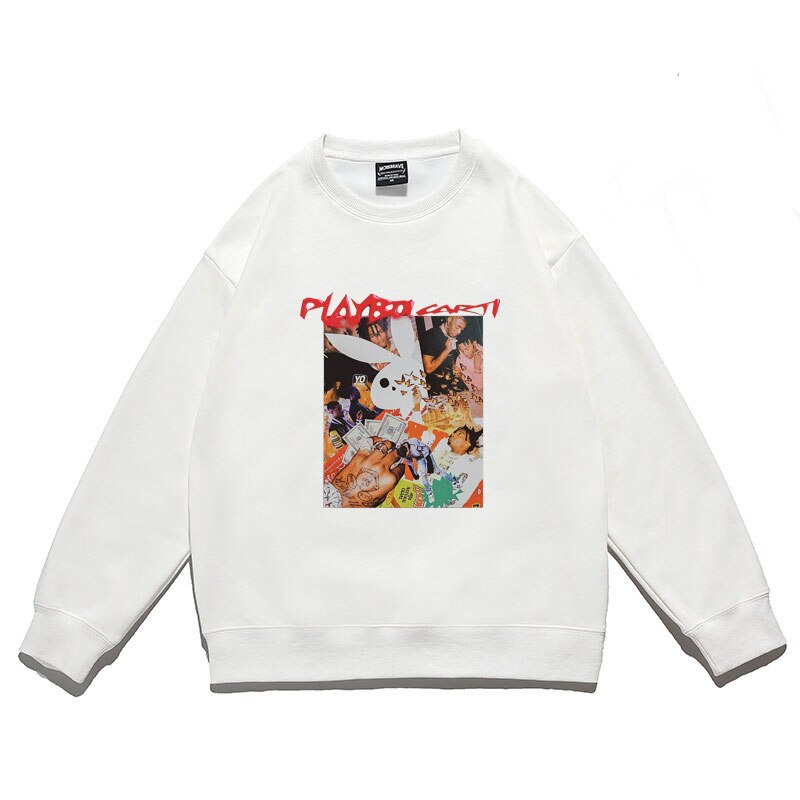 Свитшот NOXX Playboi Carti в стилі хіп-хоп Белый Свитшот NOXX Playboi Carti в стилі хіп-хоп Белый