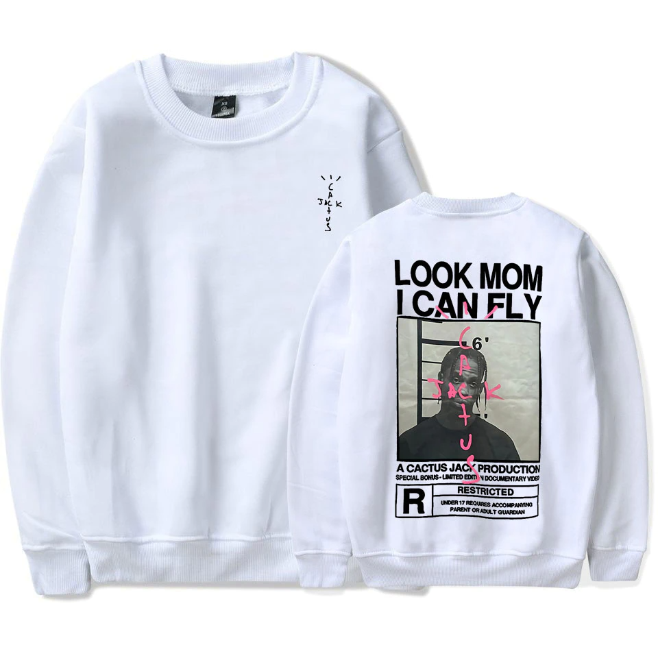 Свитшот NOXX Cactus Jack Look mom I can fly Белый