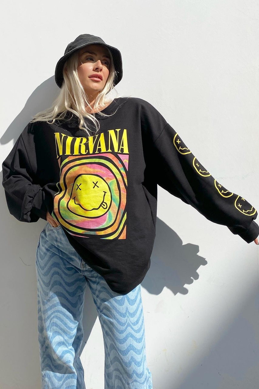 Свитшот NOXX музика рок NIRVANA smile Черный Свитшот NOXX музика рок NIRVANA smile Черный
