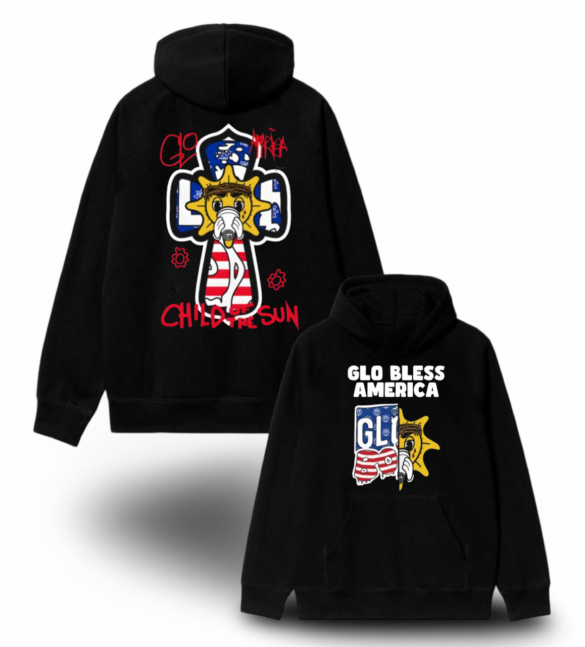 Худи NOXX Streetwear Glo Gang Glomerica Черный