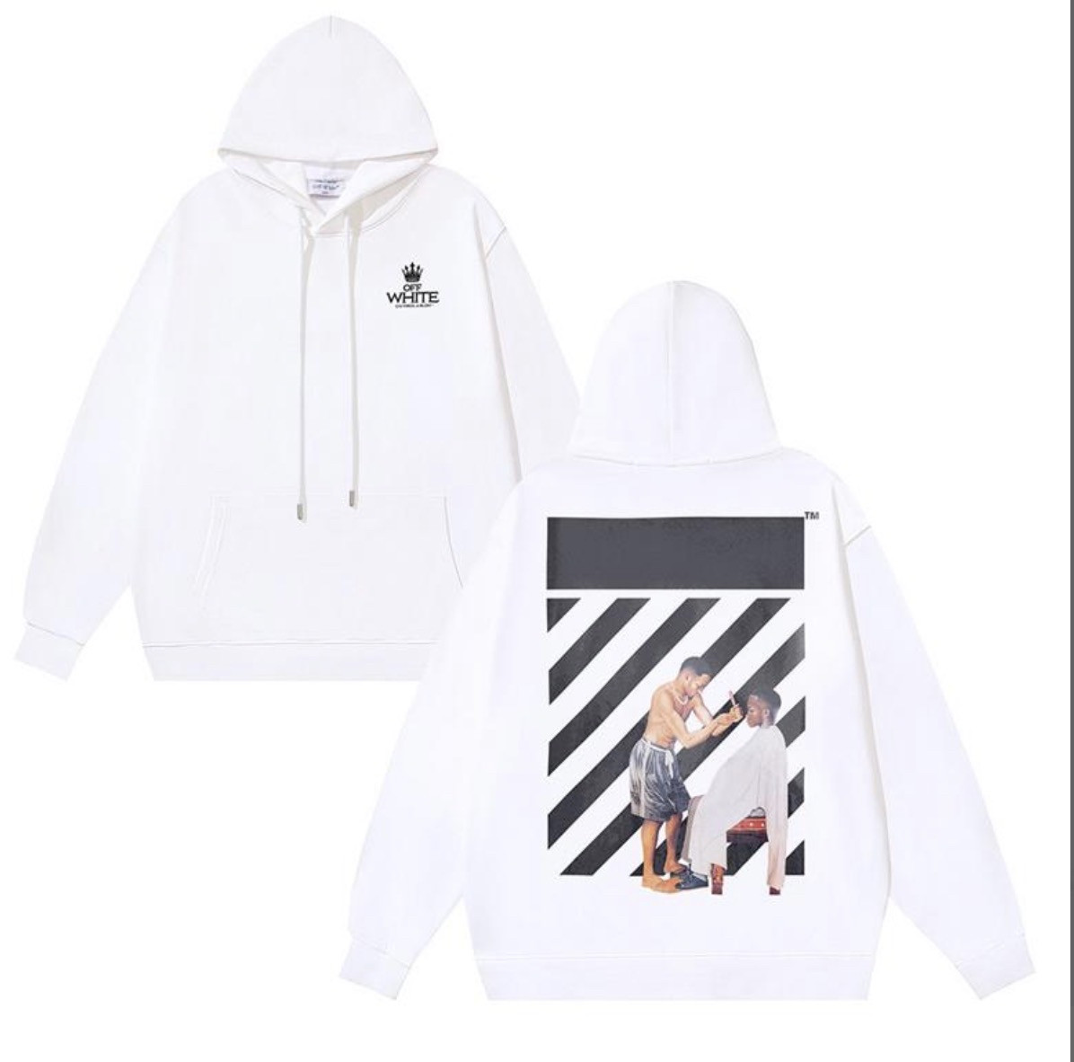Худи NOXX Streetwear Off -White Барбер Белый
