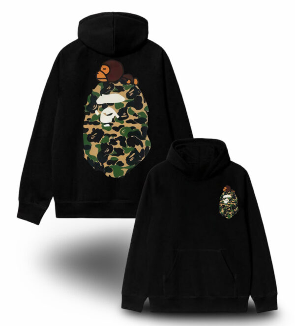 Худи NOXX BAPE A Bathing APE Baby Milo Camo Бейп Черный