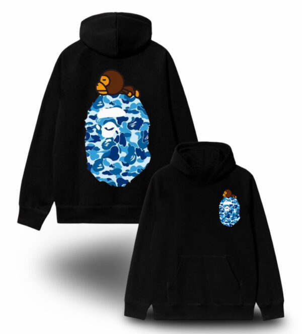 Худи NOXX BAPE A Bathing APE Baby Milo Camo Бейп Черный